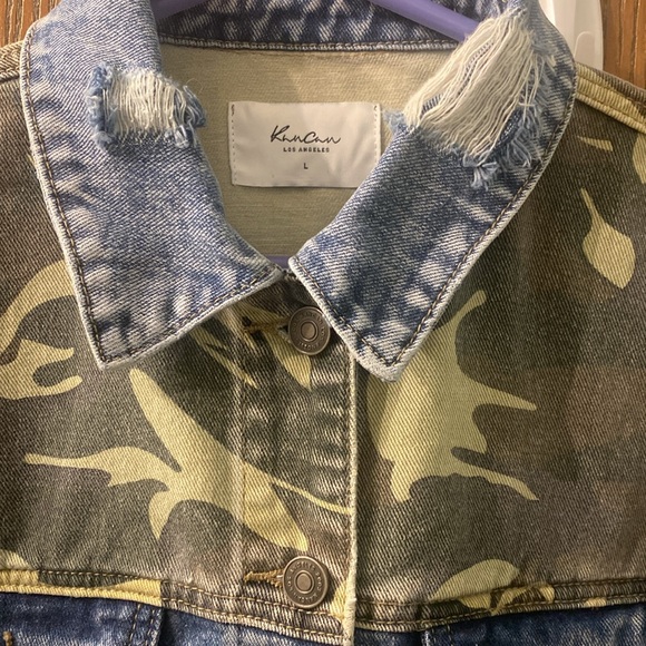 KanCan Jean Jacket with Camo - Picture 2 of 6
